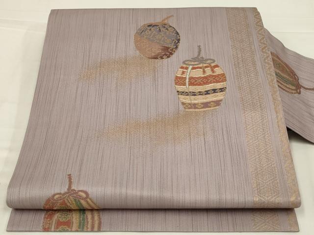 平和屋着物◎九寸名古屋帯 仕覆文 金糸 正絹 逸品 AABL7824ou