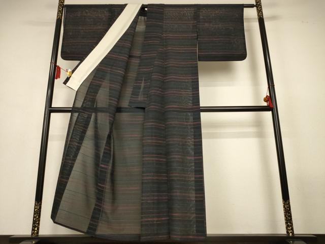 平和屋着物*夏物 小紋 絽 横段文 正絹 逸品 AABL7842jd