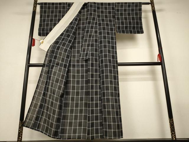 平和屋着物*夏物 上布 格子 麻 逸品 AABL7844jd