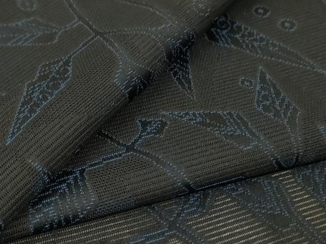 平和屋着物*夏物 小紋 絽 風通織 枝葉文 黒地 正絹 逸品 AABL7865jd
