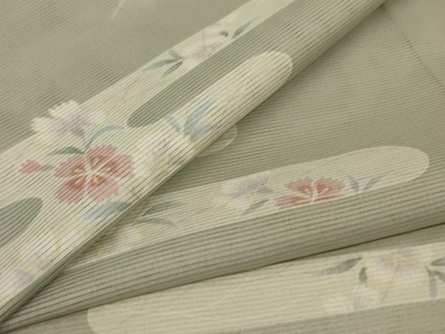 平和屋着物*夏物 小紋 絽 エ霞花文 洗える着物 AABL7873jd