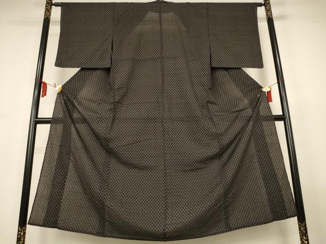 平和屋着物*夏物 小紋 紗 絣柄 黒地 AABL7878jd