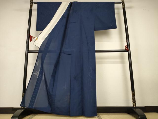平和屋着物*夏物 色無地 縦絽 笹竹紋紗 褐返色 正絹 逸品 AABL7886jd
