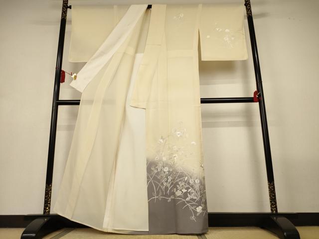 平和屋着物*夏物 訪問着 絽 手刺繍 草花文 暈し染め 正絹 逸品 AABL7909jd