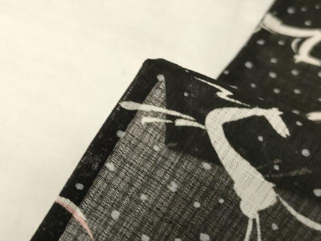 平和屋着物*夏物 小紋 紗 馬 黒地 洗える着物 AABL7926jd