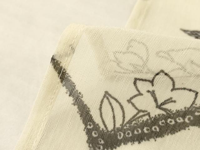 平和屋着物*夏物 小紋 紗 草花文 洗える着物 AABL7939jd