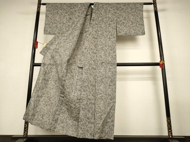 平和屋着物*夏物 小紋 紗 ちぢみ織 草花文 AABL7941jd
