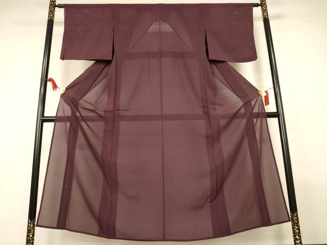 平和屋着物*夏物 色無地 絽 紫鳶色 正絹 逸品 AABL7943jd