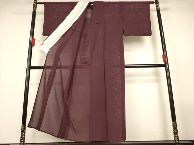平和屋着物*夏物 色無地 絽 紫鳶色 正絹 逸品 AABL7943jd