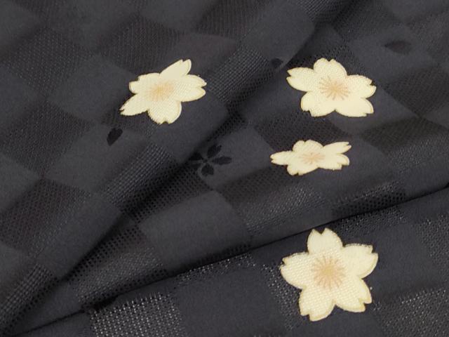 平和屋着物*夏物 小紋 市松紋紗 舞桜文 正絹 逸品 AABL7971jd