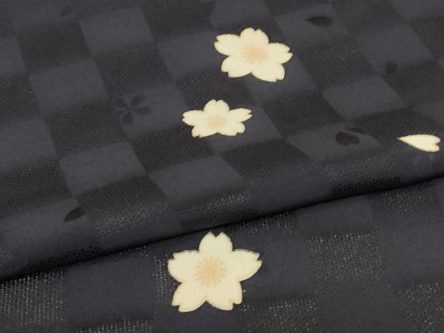 平和屋着物*夏物 小紋 市松紋紗 舞桜文 正絹 逸品 AABL7971jd