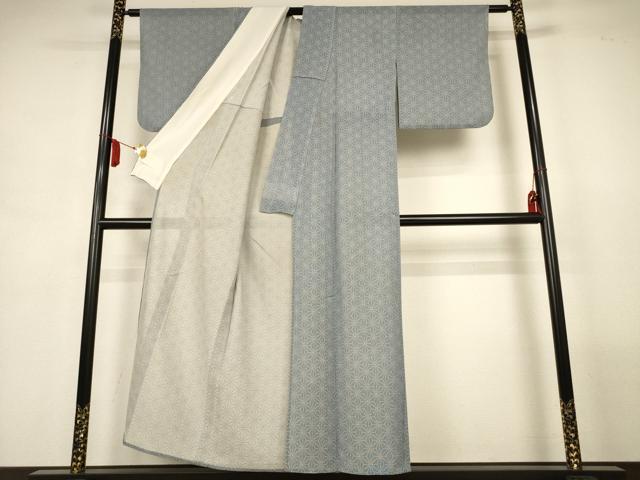 平和屋着物*夏物 風通お召 紗 麻の葉文様 正絹 逸品 AABL7982jd