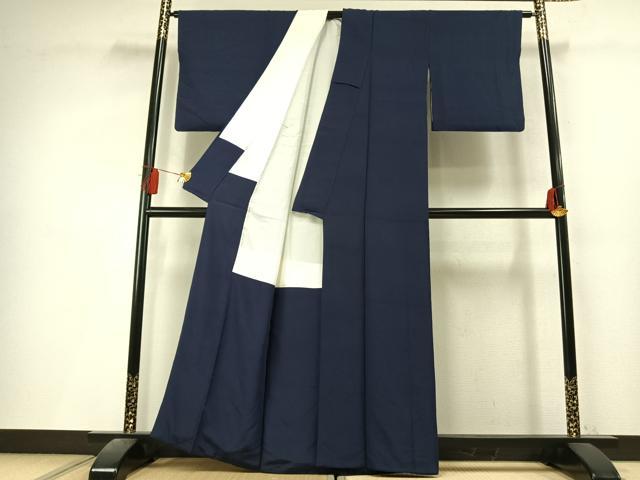 平和屋着物●上質な色無地 留紺色 やまと誂製 正絹 逸品 AABL8023fy