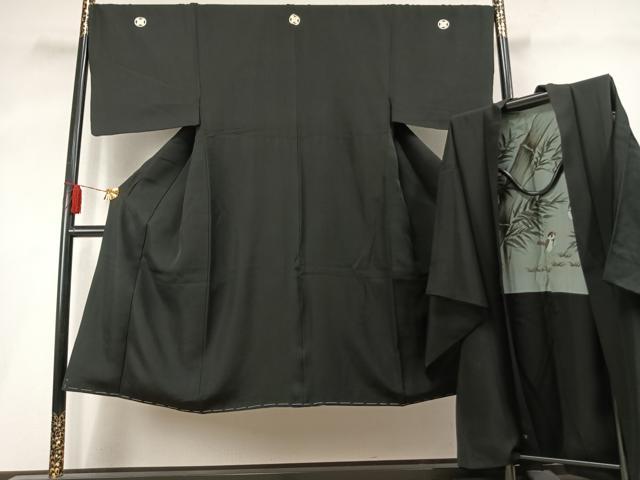 平和屋着物●男性 黒紋付 羽織セット 正絹 逸品 AABL8026fy