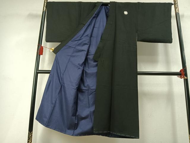 平和屋着物●男性 黒紋付 羽織セット 正絹 逸品 AABL8026fy