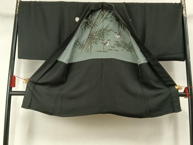 平和屋着物●男性 黒紋付 羽織セット 正絹 逸品 AABL8026fy