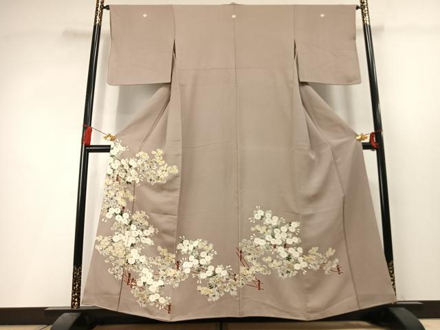平和屋着物●豪華色留袖 刺繍 草花文 金糸 正絹 逸品 AABL8066fy
