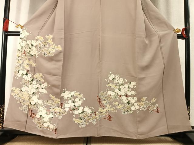 平和屋着物●豪華色留袖 刺繍 草花文 金糸 正絹 逸品 AABL8066fy