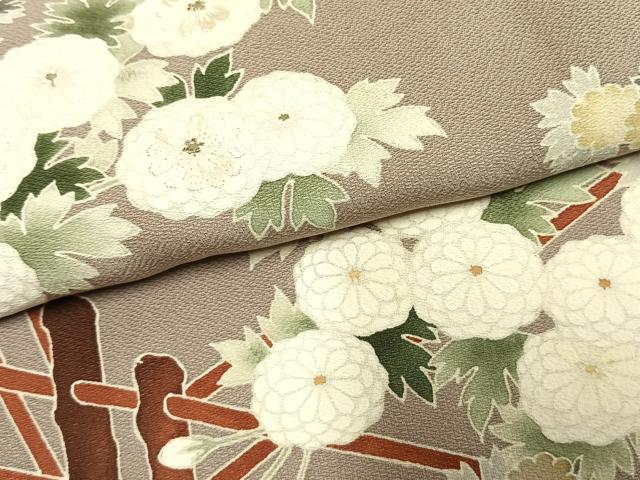 平和屋着物●豪華色留袖 刺繍 草花文 金糸 正絹 逸品 AABL8066fy
