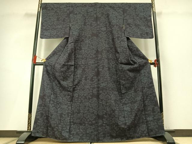 平和屋着物●結城紬 80亀甲 風景文 正絹 逸品 未使用 AABL8068fy