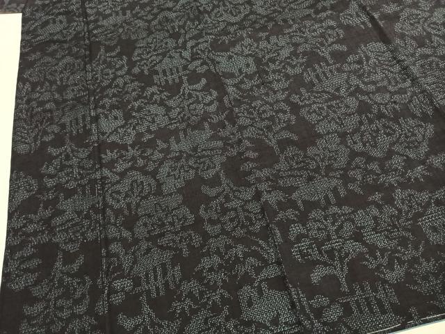 平和屋着物●結城紬 80亀甲 風景文 正絹 逸品 未使用 AABL8068fy