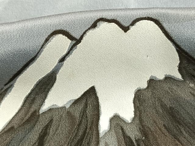 平和屋着物●男性 長襦袢 袷 手描き 富士山 枝松文 暈し染め 金彩 正絹 逸品 AABL8077fy