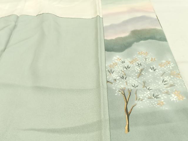 平和屋着物●訪問着 風景文 暈し染め 金彩 正絹 逸品 AABL8094fy