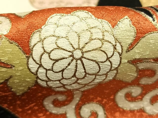 平和屋着物●訪問着 熨斗花文 黒地 金彩 正絹 逸品 AABL8102fy