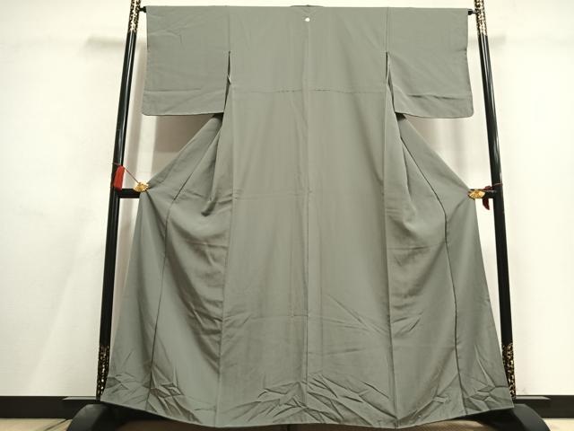 平和屋着物●上質な色無地 鼠色 正絹 逸品 AABL8113fy