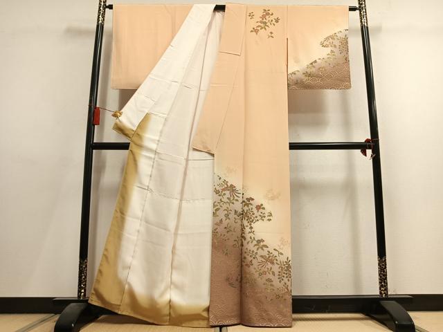 平和屋着物●訪問着 舞蝶花鳥文 暈し染め 金彩 正絹 逸品 AABL8115fy