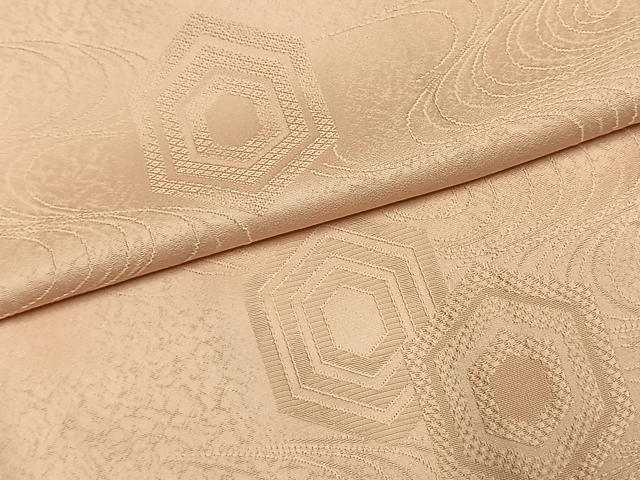 平和屋着物●上質な色無地 亀甲重ね地紋 一斤染色 正絹 逸品 未使用 AABL8117fy