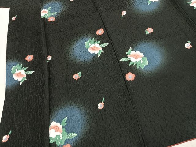 平和屋着物●服飾評論家 市田ひろみ 小振袖 二尺袖 草花文 暈し染め 黒地 洗える着物 AABL8125fy