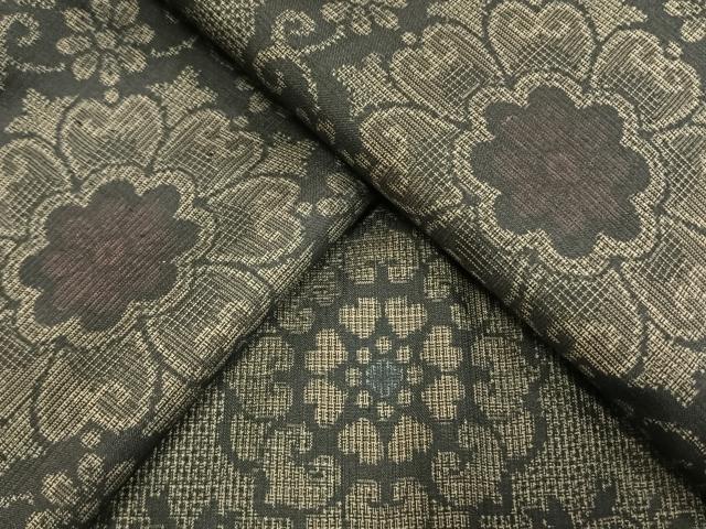 平和屋着物●本場大島紬 割り込み絣 吉祥花文 正絹 逸品 AABL8134fy
