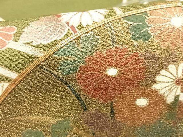 平和屋着物●訪問着 駒刺繍 扇面花文 金彩 正絹 逸品 未使用 AABL8137fy