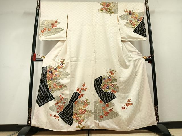 平和屋着物●訪問着 絞り 枝梅花文 金彩 正絹 逸品 AABL8139fy