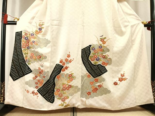 平和屋着物●訪問着 絞り 枝梅花文 金彩 正絹 逸品 AABL8139fy