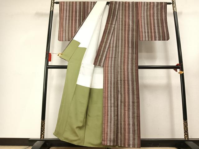 平和屋着物●上質な紬 絞り 間道 正絹 逸品 AABL8142fy