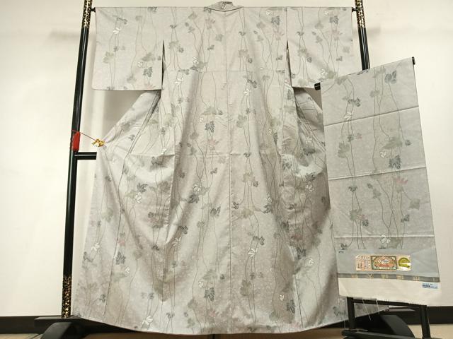 平和屋着物●本場縞大島紬 草花蔦の葉文 宮脇兼太郎商店謹製 証紙付き 正絹 逸品 AABL8157fy