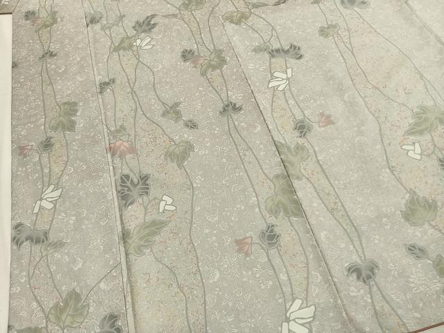平和屋着物●本場縞大島紬 草花蔦の葉文 宮脇兼太郎商店謹製 証紙付き 正絹 逸品 AABL8157fy