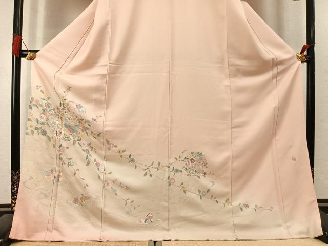 平和屋着物●中国三大刺繍 スワトウ刺繍 汕頭刺繍 蘇州刺繍 総刺繍 訪問着 花鳥文 暈し染め ロング丈 正絹 逸品 AABL8190fy
