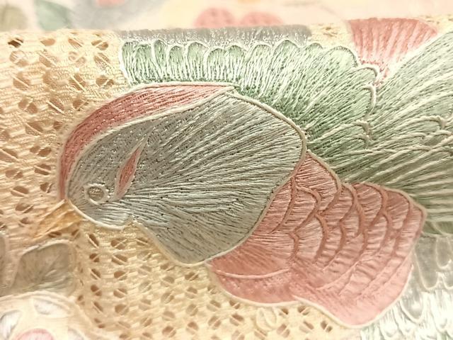 平和屋着物●中国三大刺繍 スワトウ刺繍 汕頭刺繍 蘇州刺繍 総刺繍 訪問着 花鳥文 暈し染め ロング丈 正絹 逸品 AABL8190fy