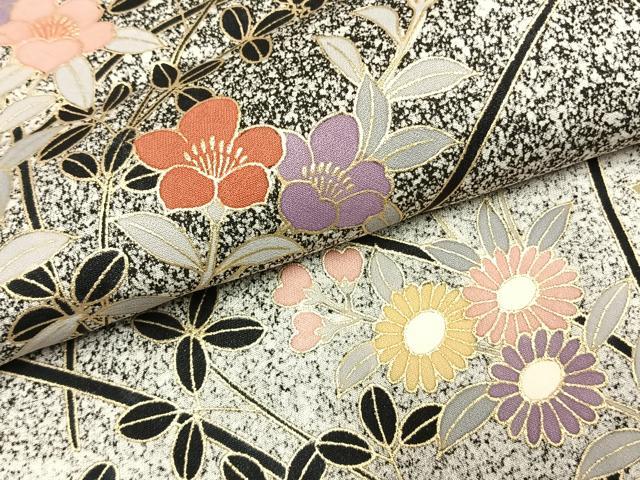 平和屋着物●訪問着 草花文 暈し染め たたき染め 金彩 正絹 逸品 未使用 AABL8196fy