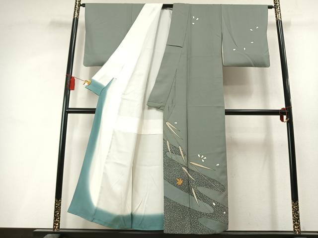 平和屋着物●染色の魔術師 染乃座・大久保玄才 そめのざ玄才 訪問着 舞花文 金彩 正絹 逸品 AABL8197fy
