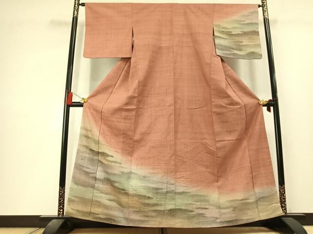 平和屋着物●訪問着 紬地 霞文 正絹 逸品 AABL8198fy