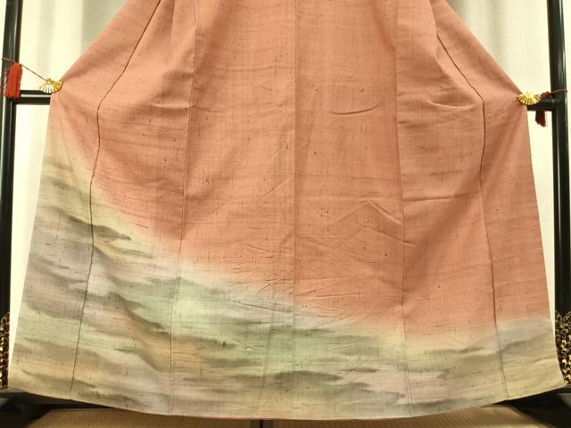 平和屋着物●訪問着 紬地 霞文 正絹 逸品 AABL8198fy