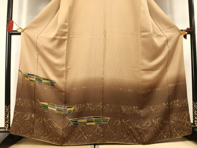 平和屋着物●染色作家 斉藤三才 訪問着 舟 暈し染め 金彩 正絹 逸品 未使用 AABL8200fy