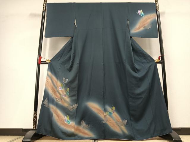 平和屋着物●訪問着 舞蝶文 暈し染め 金銀彩 正絹 逸品 AABL8204fy