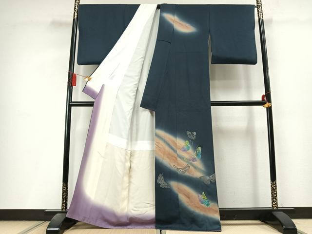 平和屋着物●訪問着 舞蝶文 暈し染め 金銀彩 正絹 逸品 AABL8204fy