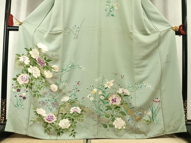 平和屋着物●西陣 京の名門 じゅらく謹製 帝王紫 訪問着 駒刺繍 枝花文 金糸 金彩 正絹 逸品 AABL8208fy