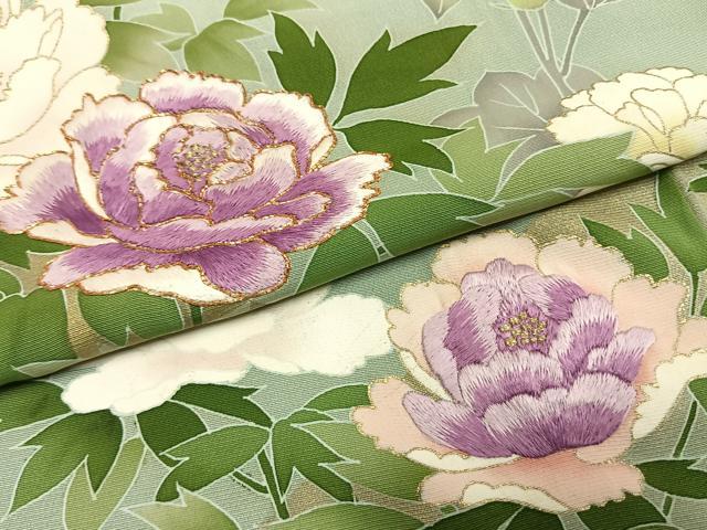平和屋着物●西陣 京の名門 じゅらく謹製 帝王紫 訪問着 駒刺繍 枝花文 金糸 金彩 正絹 逸品 AABL8208fy